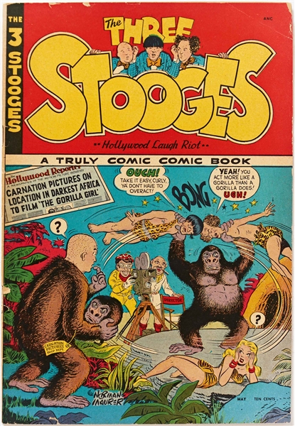 8 Copies of ''Three Stooges'' #2 (Jubilee, 1949) -- Light Wear, Chipping to 3, Writing on Front Cover of 1