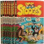 8 Copies of Three Stooges #2 (Jubilee, 1949) -- Light Wear, Stamp to Front Cover of 1