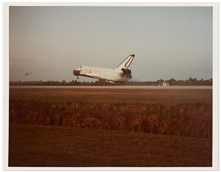 NASA Photo from Space Shuttle STS-41B Showing Challenger Returning to Kennedy Space Center