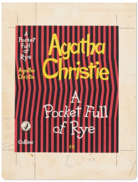 Original First Edition Artwork by Bruce Roberts for the Agatha Christie Crime Novel ''A Pocket Full of Rye''