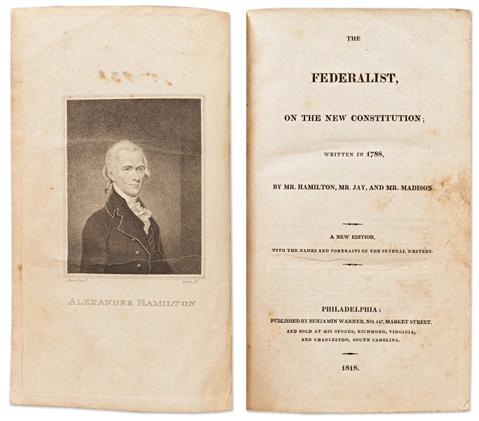 ''The Federalist Papers'' Third Edition from 1818 by Alexander Hamilton, John Jay and James Madison