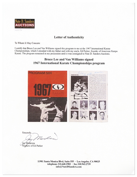 Bruce Lee Signed Program for the 1967 International Karate Championships -- With University Archives COA