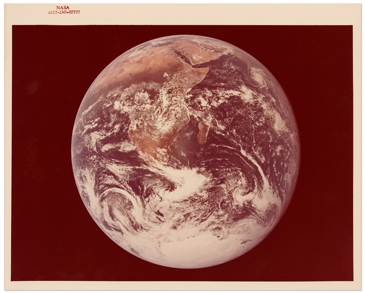 Red Number NASA ''Blue Marble'' Photo from the Apollo 17 Mission -- The First Fully Illuminated Image of the Earth from Space
