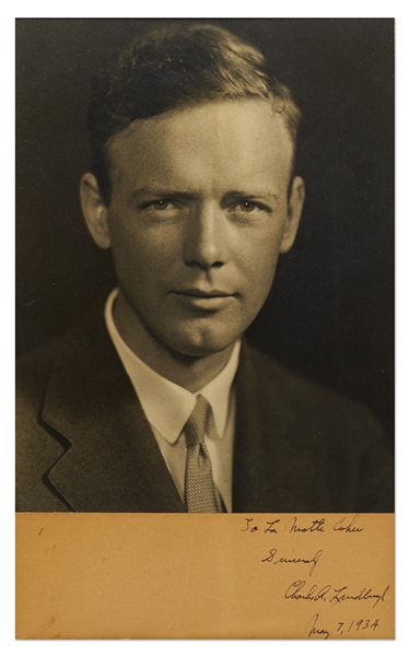 Charles Lindbergh Photo Signed on Presentation Mat