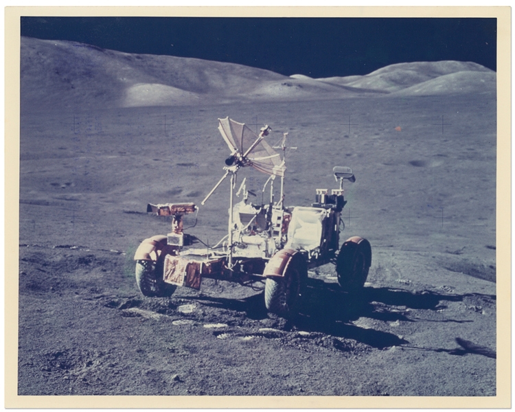 Apollo 17 NASA Photo Showing the Lunar Rover at Taurus-Littrow