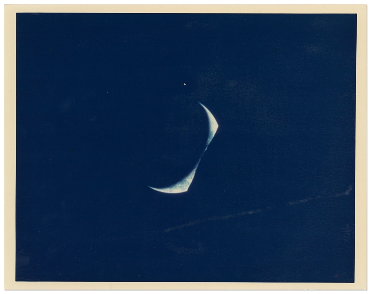 Apollo 17 NASA Photo Showing a Partially Obscured Crescent Earth, Creating ''Horns of a Bull''