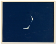 Apollo 17 NASA Photo Showing a Partially Obscured Crescent Earth, Creating Horns of a Bull