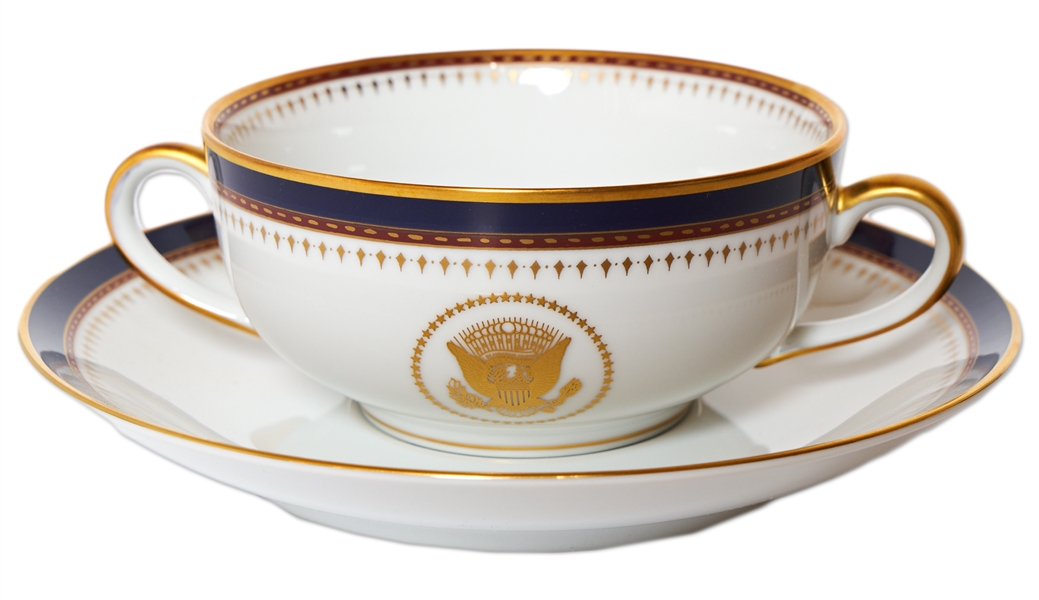 Ronald Reagan White House China Bouillon Cup and Saucer -- Near Fine Condition