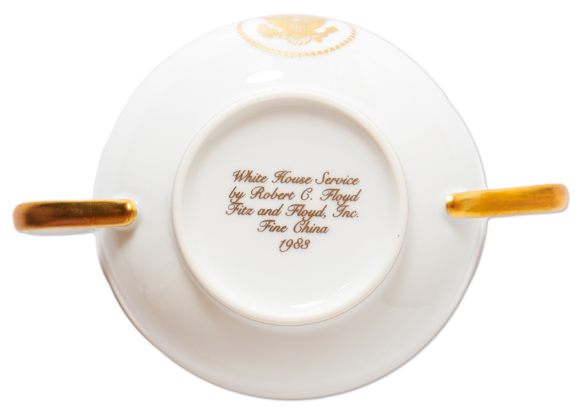 Ronald Reagan White House China Bouillon Cup and Saucer -- Near Fine Condition