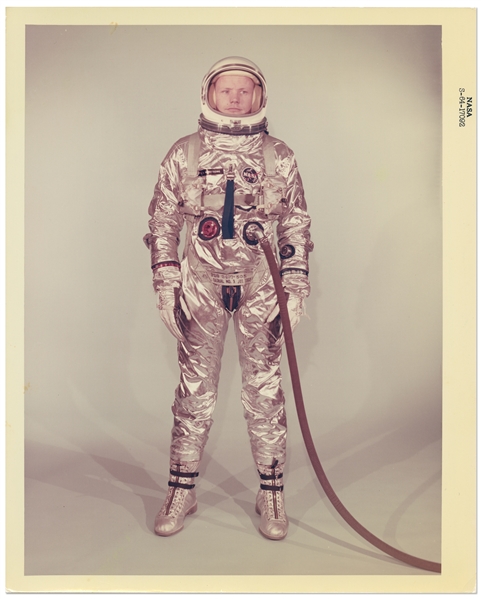 Black Number Photo of Neil Armstrong in His Gemini Spacesuit -- Printed on ''A Kodak Paper''