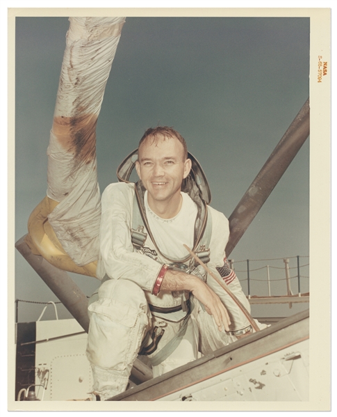 Red Number NASA Photo of Michael Collins on ''A Kodak Paper'' -- Rare Image of Collins from the Gemini 10 Mission
