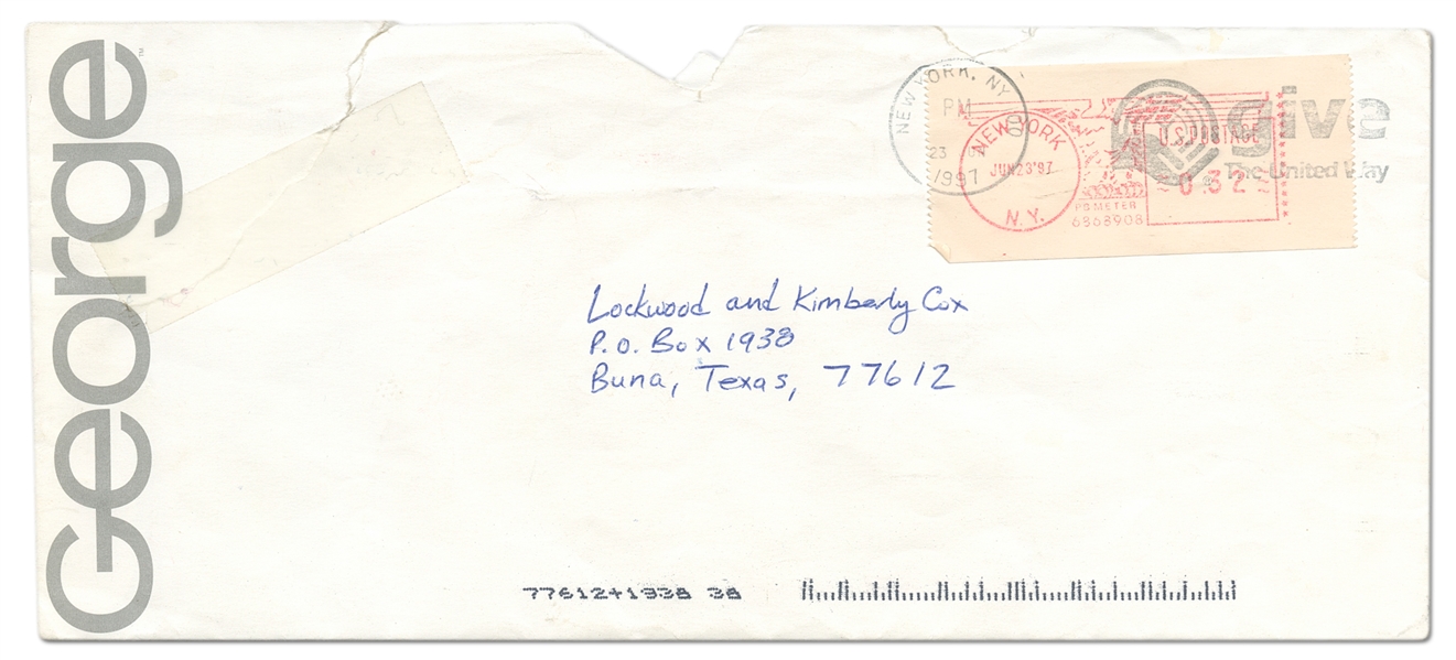 John F. Kennedy Jr. Letter Signed on ''George'' Stationery -- With PSA/DNA COA