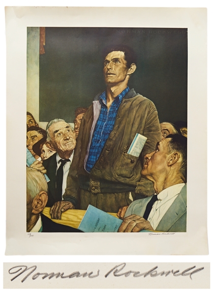 Norman Rockwell Signed ''Freedom of Speech'' Limited Edition Collotype Poster