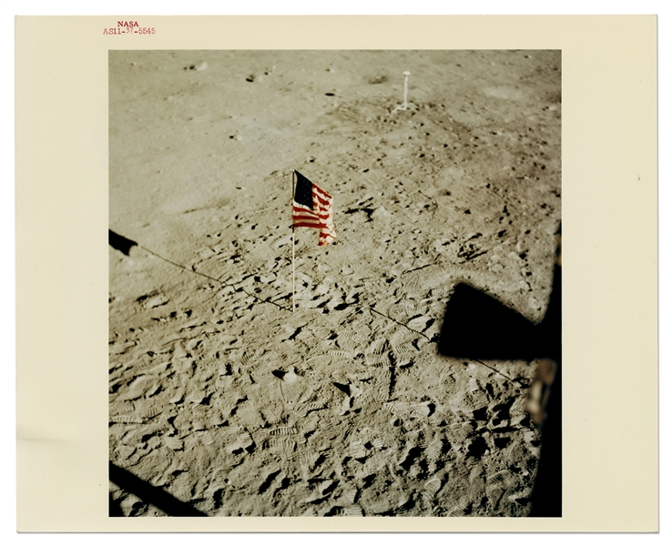 Apollo 11 Red Number Photo of the U.S. Flag on the Moon -- Printed on ''A Kodak Paper''