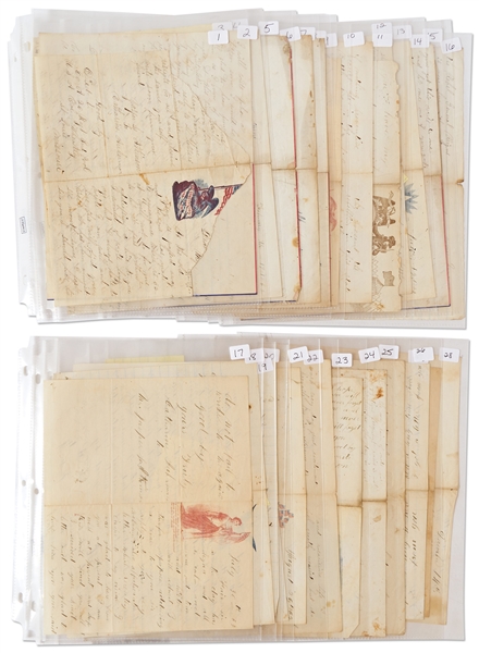 Lot of 115 Civil War Letters by an Officer in the 26th IN Infantry -- ''I am well and the survivor of another awful and bloody battle'' & ''I broke out of the rebel prison. They tried to shoot me''