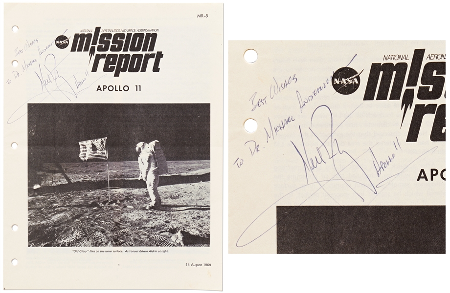 Neil Armstrong Signed Apollo 11 Mission Report -- Armstrong Adds ''Apollo 11'' to His Signature