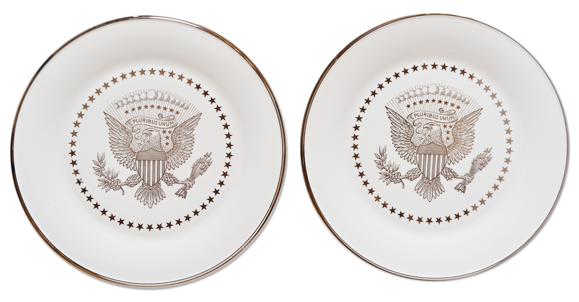 George W. Bush White House China Set -- Includes 11 Pieces of the Official State China Plus 3 Pieces from the 2010 White House Mess