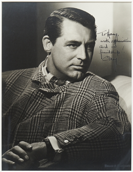 Large Cary Grant Signed Photo Measuring 11'' x 14'' -- By Photographer Ernest Bachrach