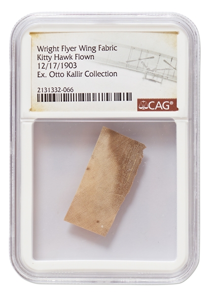 Fabric Swatch From the Wright Flyer, Flown at Kitty Hawk During the First Flight on 17 December 1903 -- Encapsulated by CAG