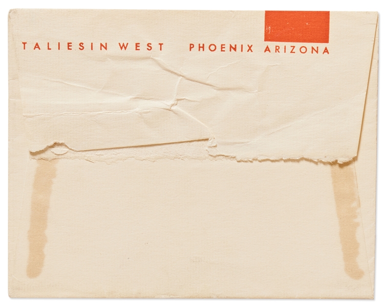 Frank Lloyd Wright Letter Signed on Taliesin West Stationery