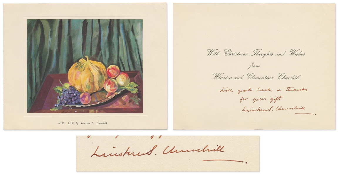 Winston Churchill Christmas Card Signed, Without Inscription -- With PSA/DNA COA