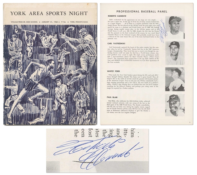 Roberto Clemente Signed Sports Night Program