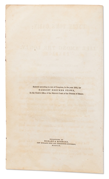 First Edition, First Printing of ''Uncle Tom's Cabin'' by Harriet Beecher Stowe From 1852
