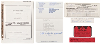 Gus Grissom Personally Owned Lot, Including His Apollo Operations Handbook and Two Items Signed by Grissom -- Also Includes Letter to Grissoms Widow Signed by the Six Surviving Mercury 7 Astronauts