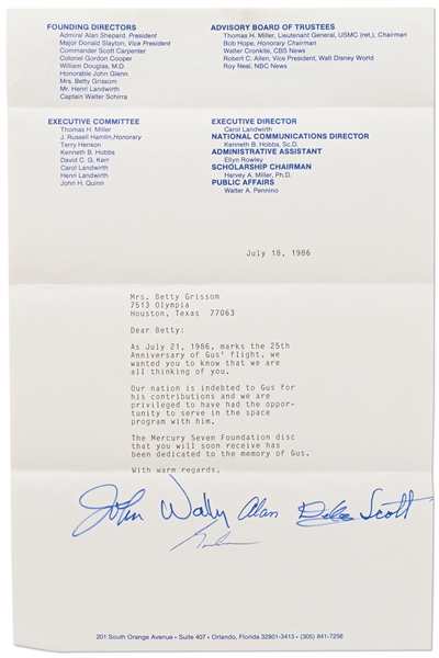 Gus Grissom Personally Owned Lot, Including His Apollo Operations Handbook and Two Items Signed by Grissom -- Also Includes Letter to Grissom's Widow Signed by the Six Surviving Mercury 7 Astronauts