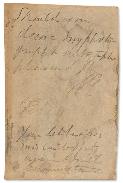 Charles Guiteau Autograph Note Signed from Jail -- Requesting Payment for His Autograph