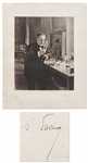 Louis Pasteur Signed Photogravure -- Large Piece Measures 15.75 x 19.75, Elegantly Signed by Pasteur