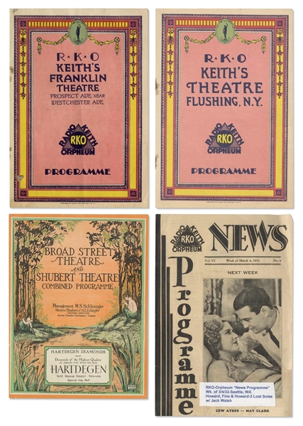 Moe Howard Personally Owned Lot of Theater Programs from 1929-1932 Promoting Howard, Fine & Howard Acts, Even Listing Moe as ''Harry Howard''