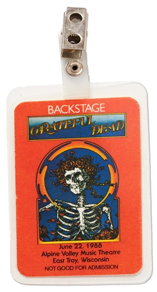 Grateful Dead Backstage Pass from the 22 June 1988 Show in Wisconsin