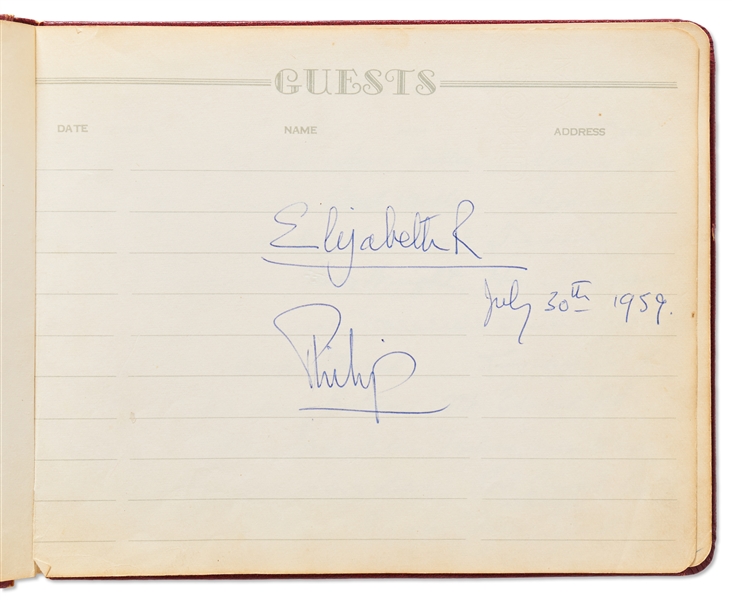 Queen Elizabeth II and Prince Philip Signed Guest Book from 1959