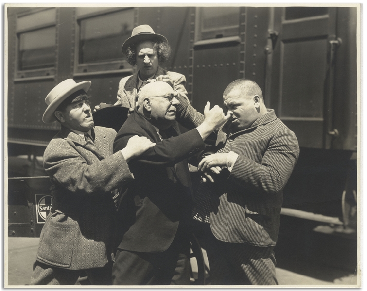 Moe Howard Personally Owned 10'' x 8'' Matte Photo From the 1936 Three Stooges Film ''A Pain in the Pullman'' -- Very Good Plus Condition