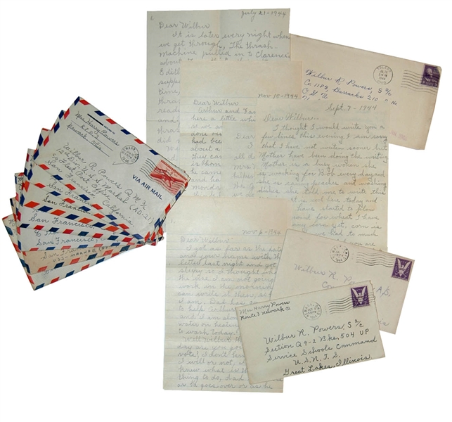 Lot of 15 WWII Letters to a Seaman Aboard U.S.S. Markab -- ''...The war is over with Germany, May 8th was V.E. day...''