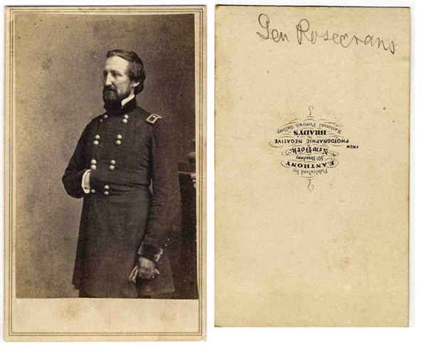 General William Rosecrans Civil War CDV -- With Anthony Backmark, From Brady Negative -- 2.5'' x 4'' -- Very Good Condition