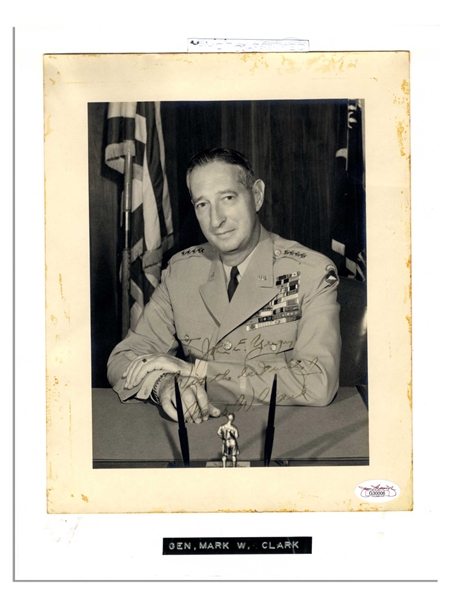 General Mark W. Clark Signed 8'' x 10'' Photo -- With JSA COA