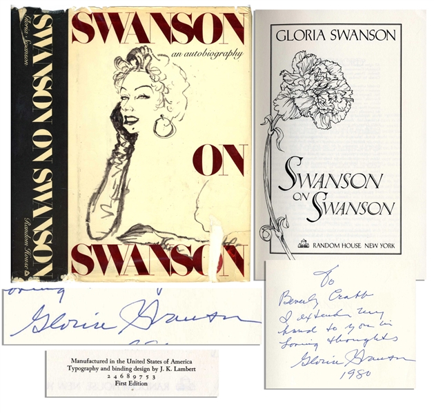 Gloria Swanson Signed Memoir -- ''Swanson On Swanson'' First Edition