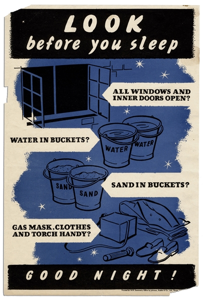 WWII Disaster Preparedness Poster From Britain -- ''Gas Mask, Clothes, And Torch Handy?''