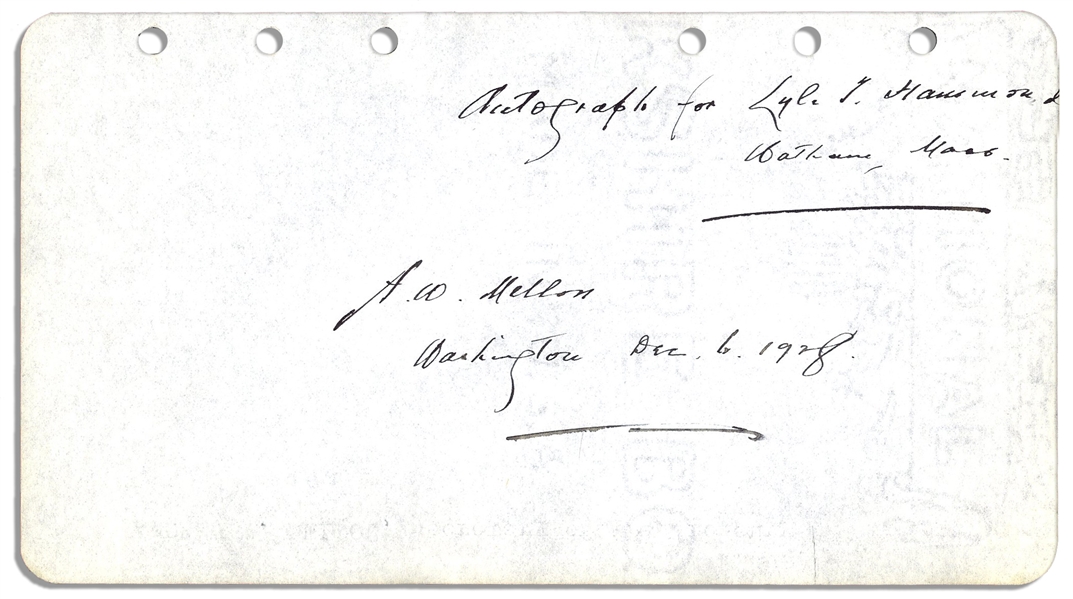 Andrew Mellon's Signature as Secretary of the Treasury