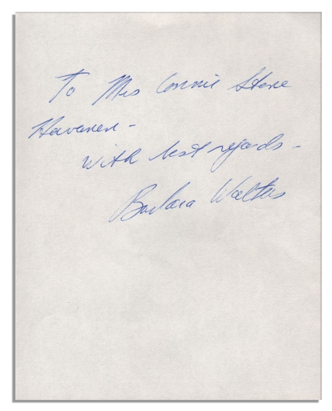 Barbara Walters Signed Card