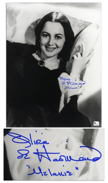 Olivia de Havilland Signed 11'' x 14'' ''Gone With The Wind'' Photo -- Fine