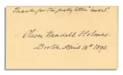 Fireside Poet Oliver Wendell Holmes Signed Card