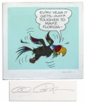 Lil Abner Litho Regarding Floridian Snow Birds -- Artist Proof Labeled EA 1/30 & Signed Al Capp in Pencil -- 33 x 31.5 -- Wear on Borders, Else Near Fine -- From Capp Estate