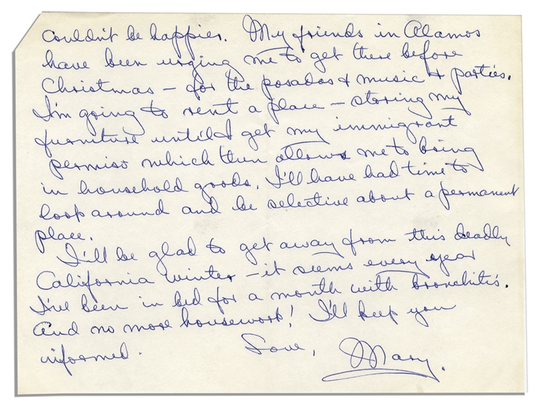 Mary Astor Autograph Letter Signed to Her Agent Regarding Her Novel ''A Place Called Saturday''