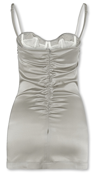 Victoria Beckham Owned Dolce & Gabbana Silver Silk-Blend Dress