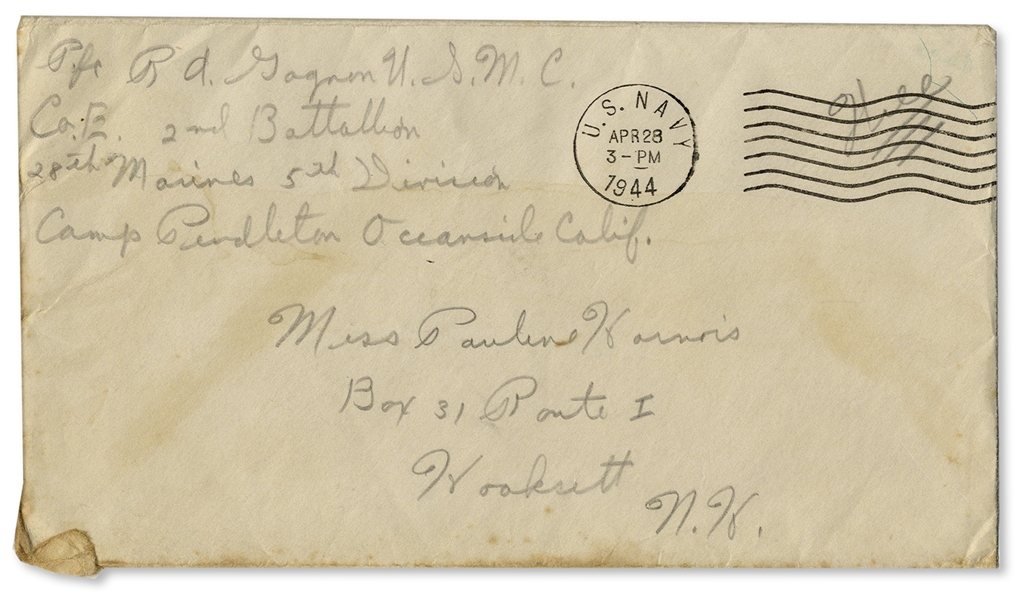 Rene Gagnon Signed Envelope From 1944 During WWII