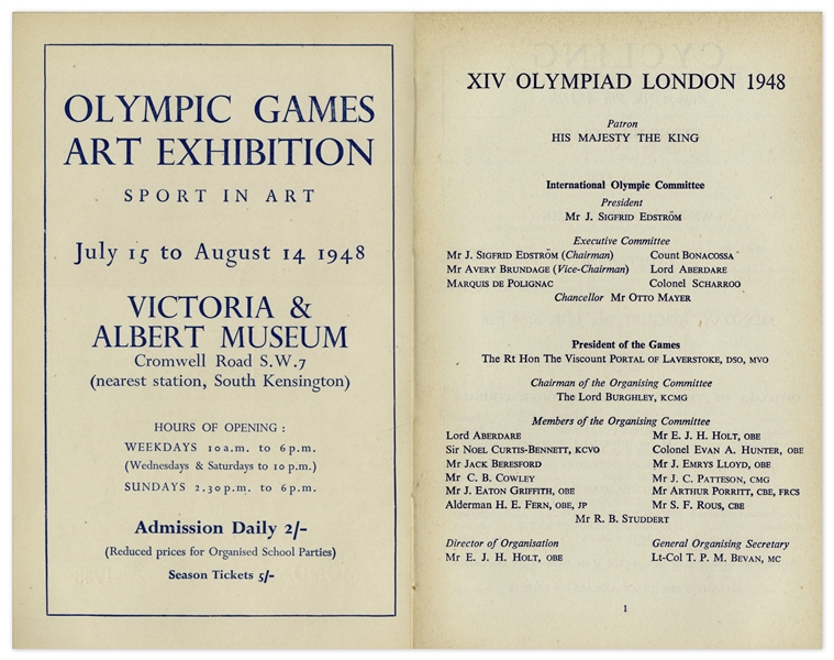 1948 London Summer Olympics Cycling Program