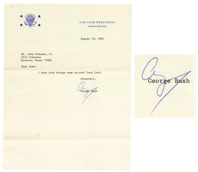 George H.W. Bush Letter Signed as Vice President -- ''I hope this brings some action!''